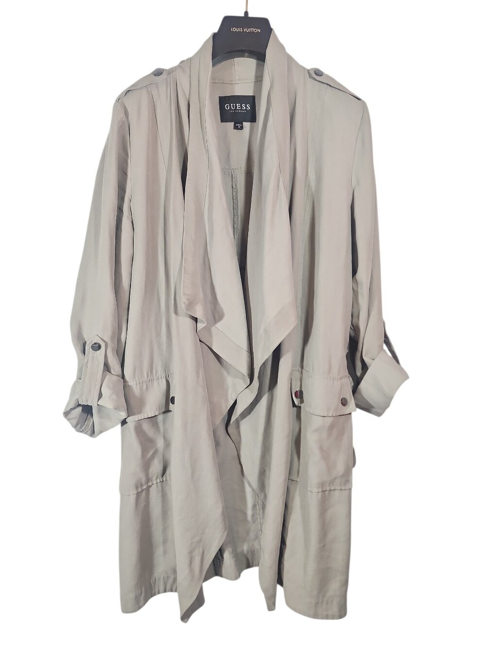 GUESS Light Beige Draped Waterfall Trench